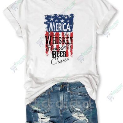 America Whiskey Red White And Blue Shirt