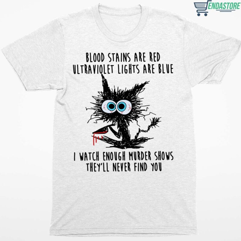 Black Cat Blood Stains Are Red Ultraviolet Lights Are Blue Shirt