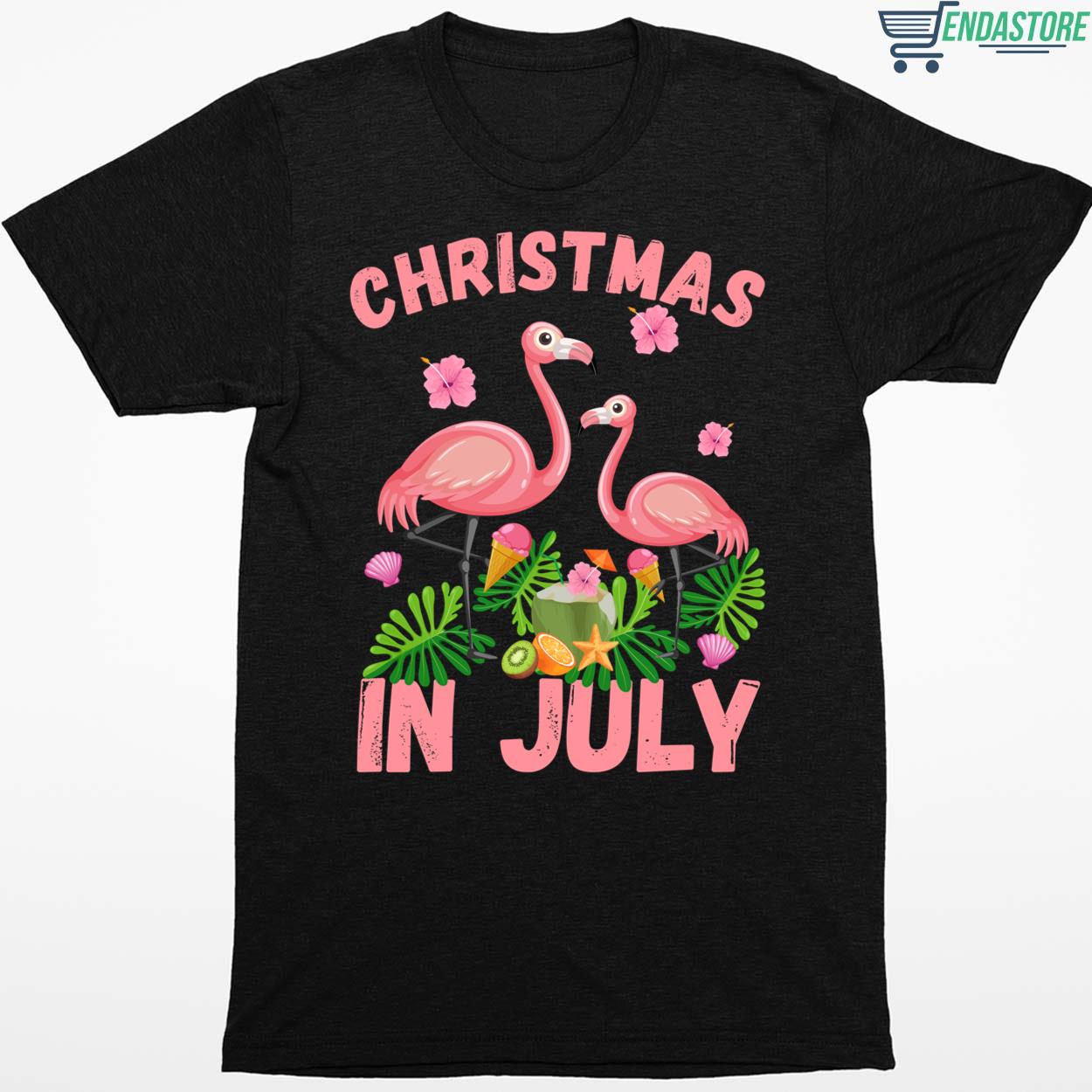 Christmas In July Flamingo Shirt