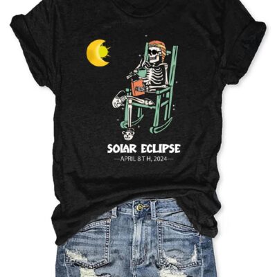 Funny Solar Eclipse Skeleton April 8th 2024 shirt