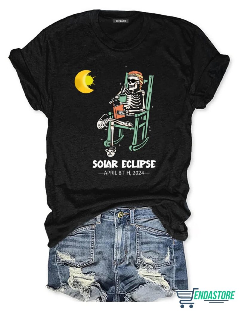 Funny Solar Eclipse Skeleton April 8th 2024 shirt