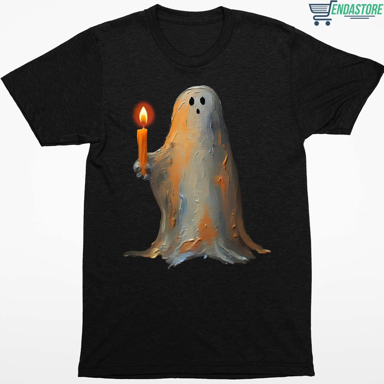 Ghost Holding A Candle Print Shirt