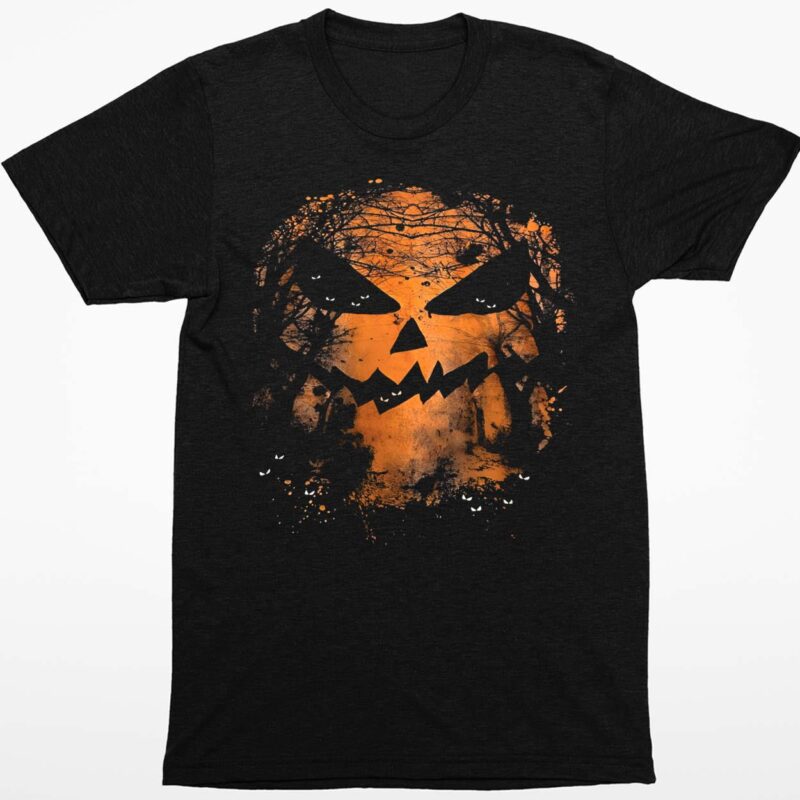 Halloween Fright Night Print V Neck T-Shirt