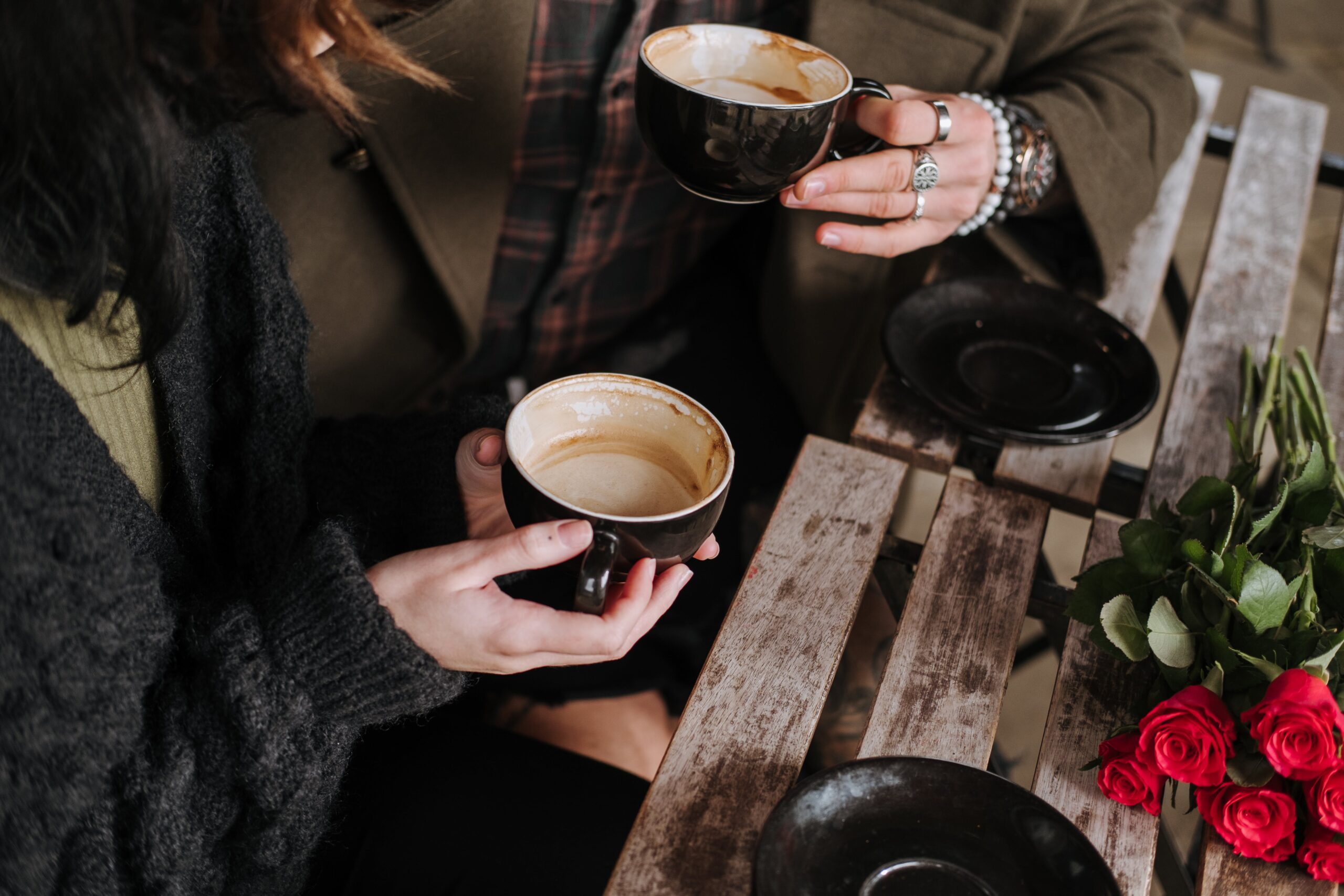 Two colleagues enjoying coffee time