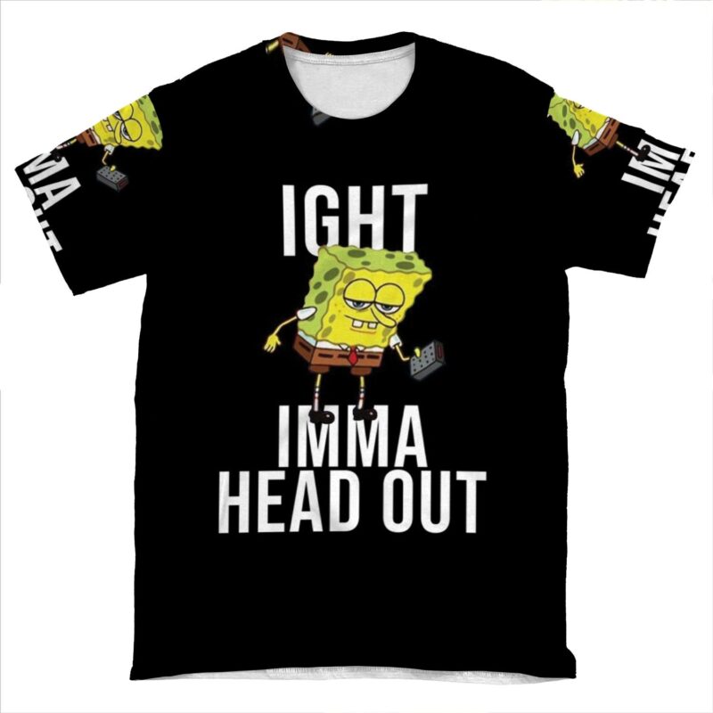 Spongebob Meme: Ight Imma Head Out AOP T-shirt Tee