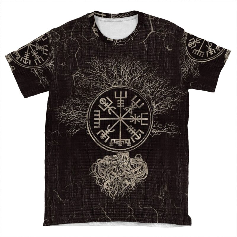 Vegvisir And Tree Of Life -Yggdrasil AOP T-shirt Tee