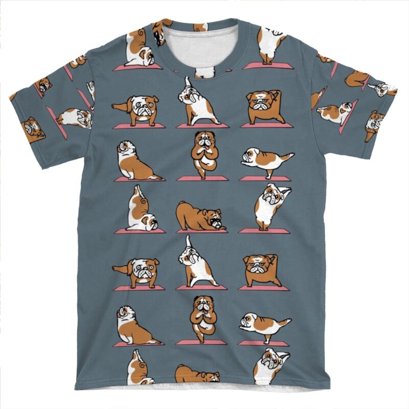 English Bulldog Yoga AOP T-shirt Tee