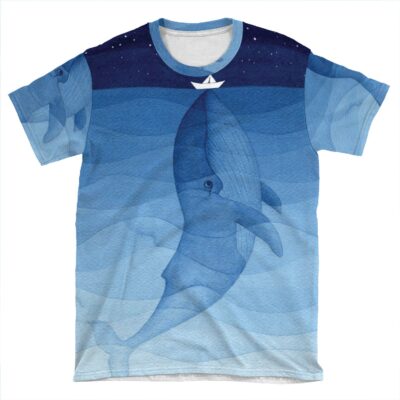 Blue Whale, Sea Animal AOP T-shirt Tee