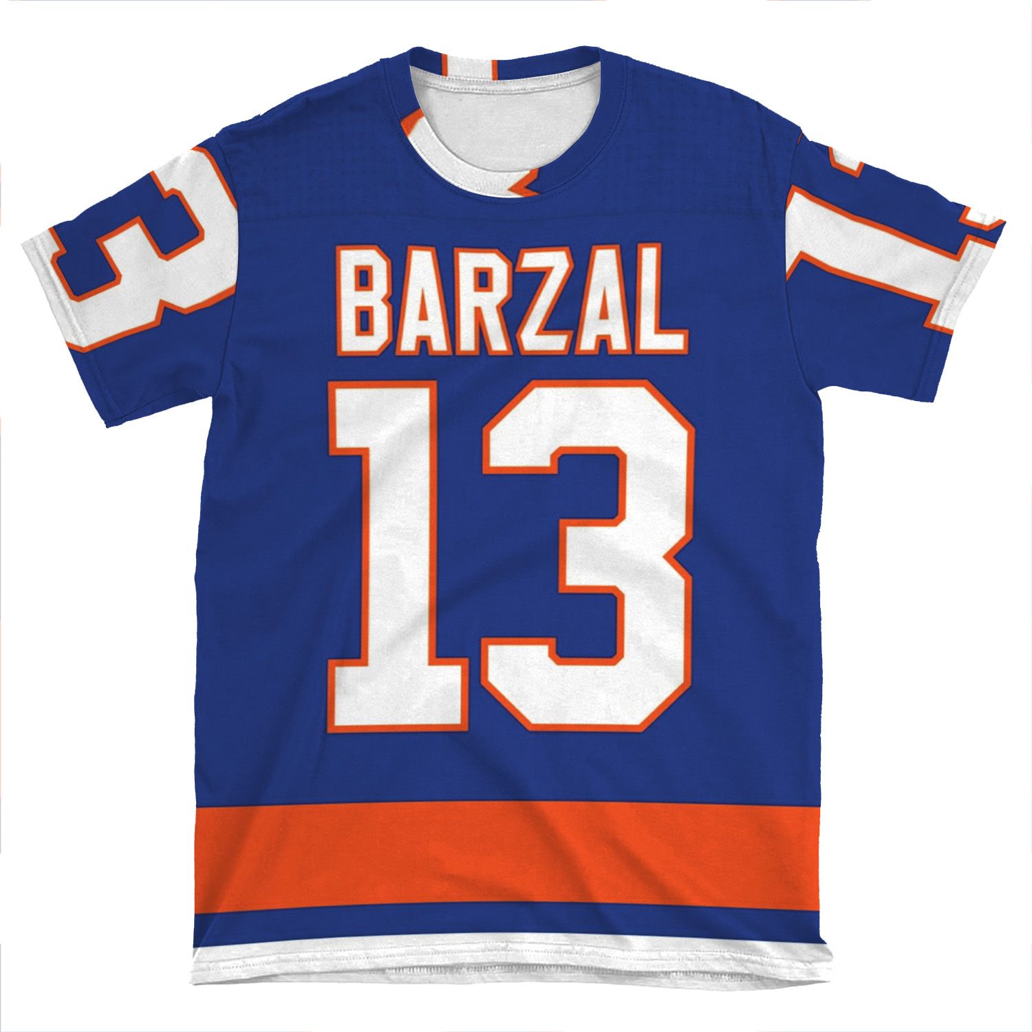 New York Islanders Mathew Barzal Home Jersey Back Phone AOP T-shirt Tee