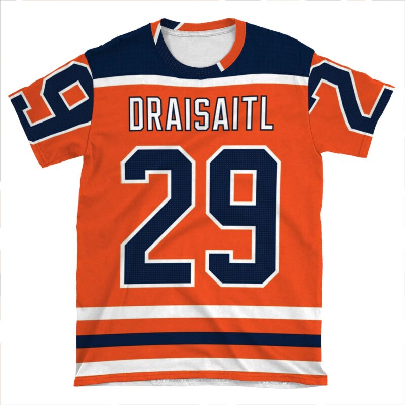 Edmonton Oilers Leon Draisaitl Home Jersey Back Phone AOP T-shirt Tee