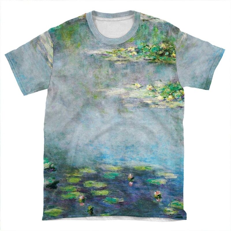 1906 Water Lilies Oil On Canvas. Famous Vintage Fine Art By Claude Monet. AOP T-shirt Tee