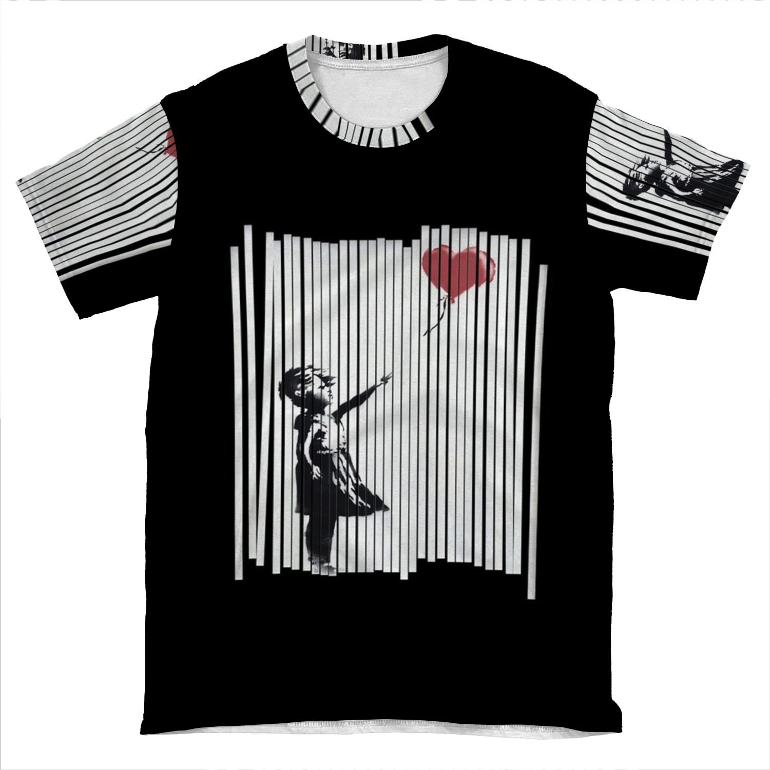 Hey! I Fixed It! Banksy Shredded Balloon Girl AOP T-shirt Tee