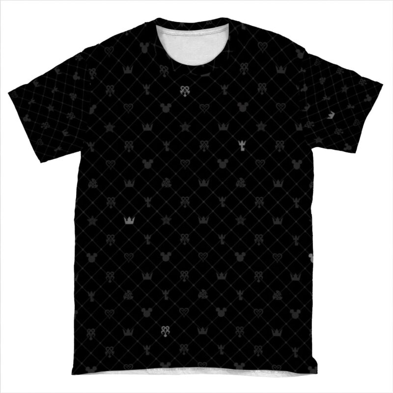 Kingdom Hearts - Black Pattern AOP T-shirt Tee
