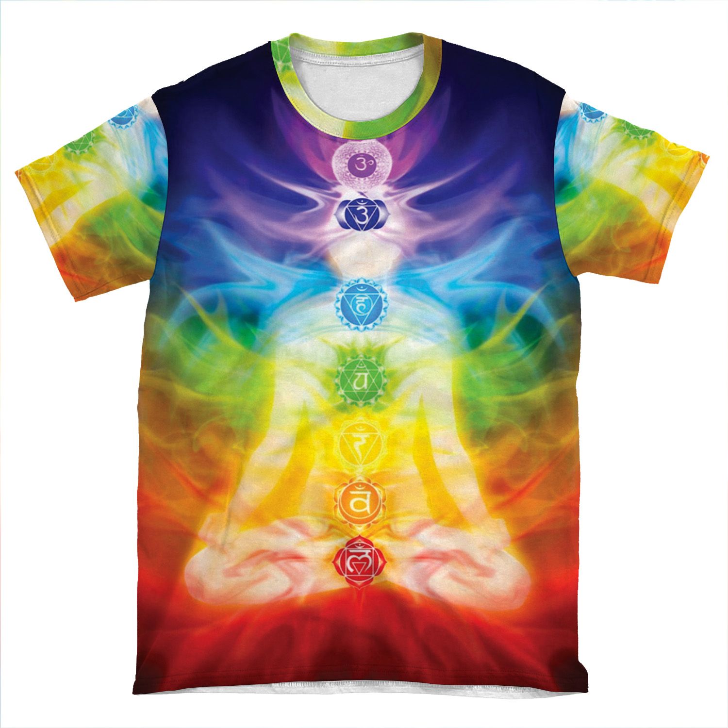 Chakras And Energy Flow On Human Body Art Photo Print AOP T-shirt Tee