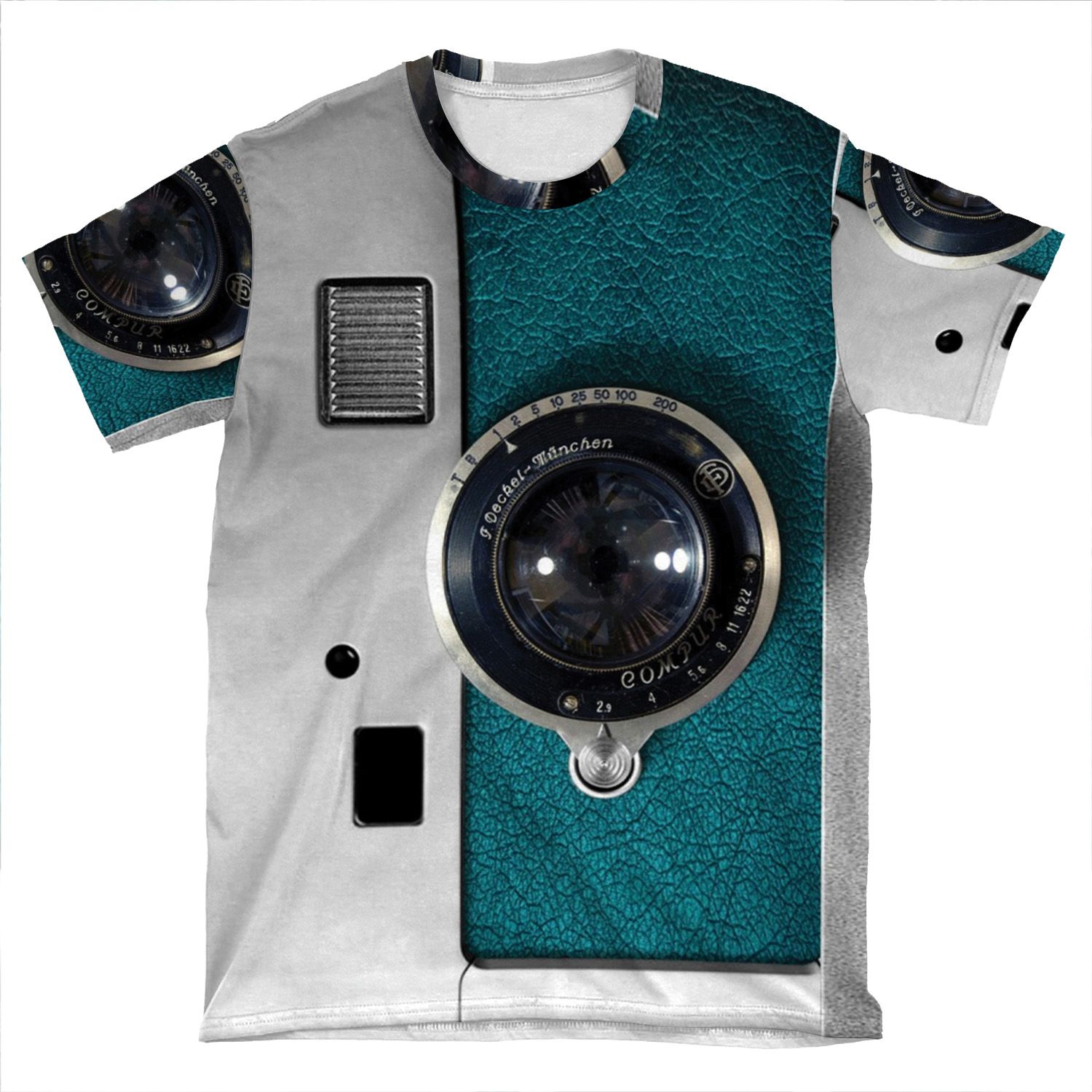 Blue Camera With Germany Lens AOP T-shirt Tee