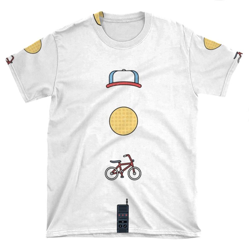 Stranger Things | Icons | Dustin | Eggos | Bikes | Walkie Talkies AOP T-shirt Tee